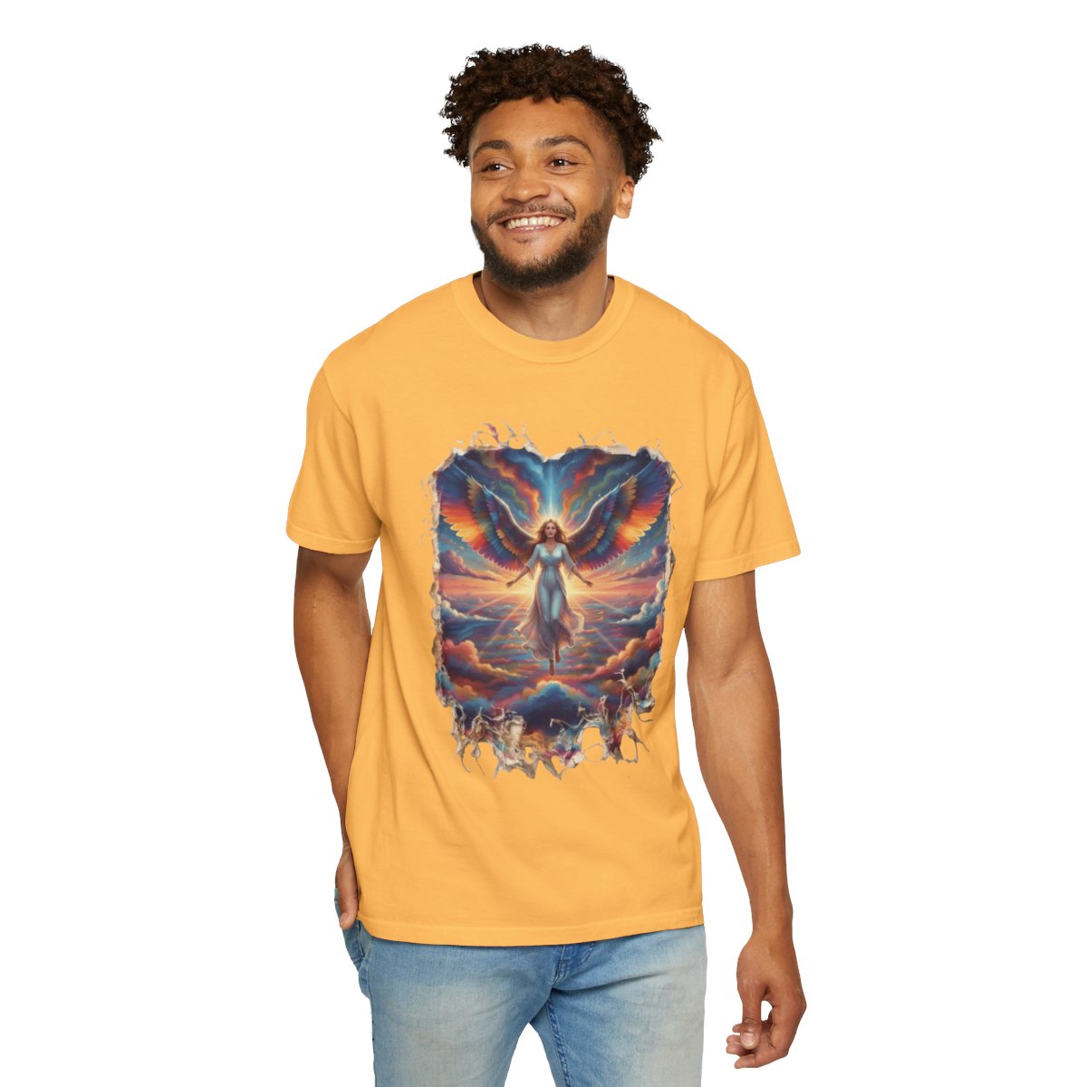 Color: Citrus | Rainbow Angel Unisex Garment-Dyed Tee