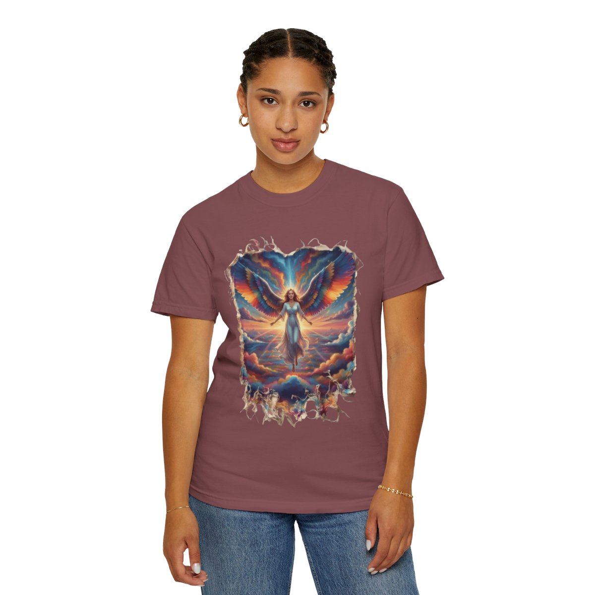 Color: Brick | Rainbow Angel Unisex Garment-Dyed Tee