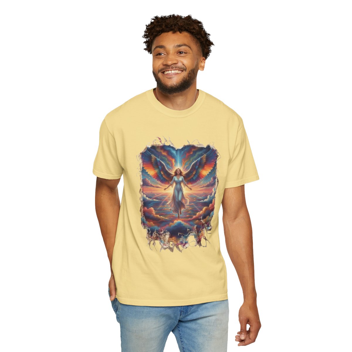 Color: Butter | Rainbow Angel Unisex Garment-Dyed Tee