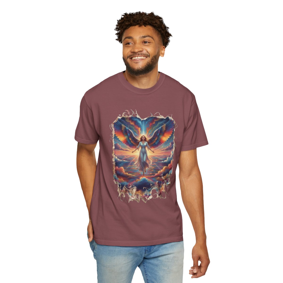 Color: Brick | Rainbow Angel Unisex Garment-Dyed Tee