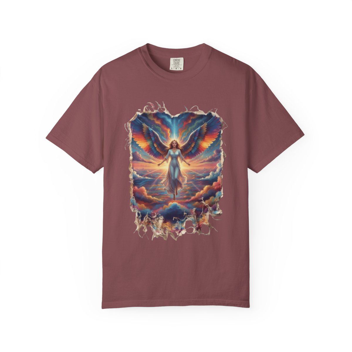 Color: Brick | Rainbow Angel Unisex Garment-Dyed Tee