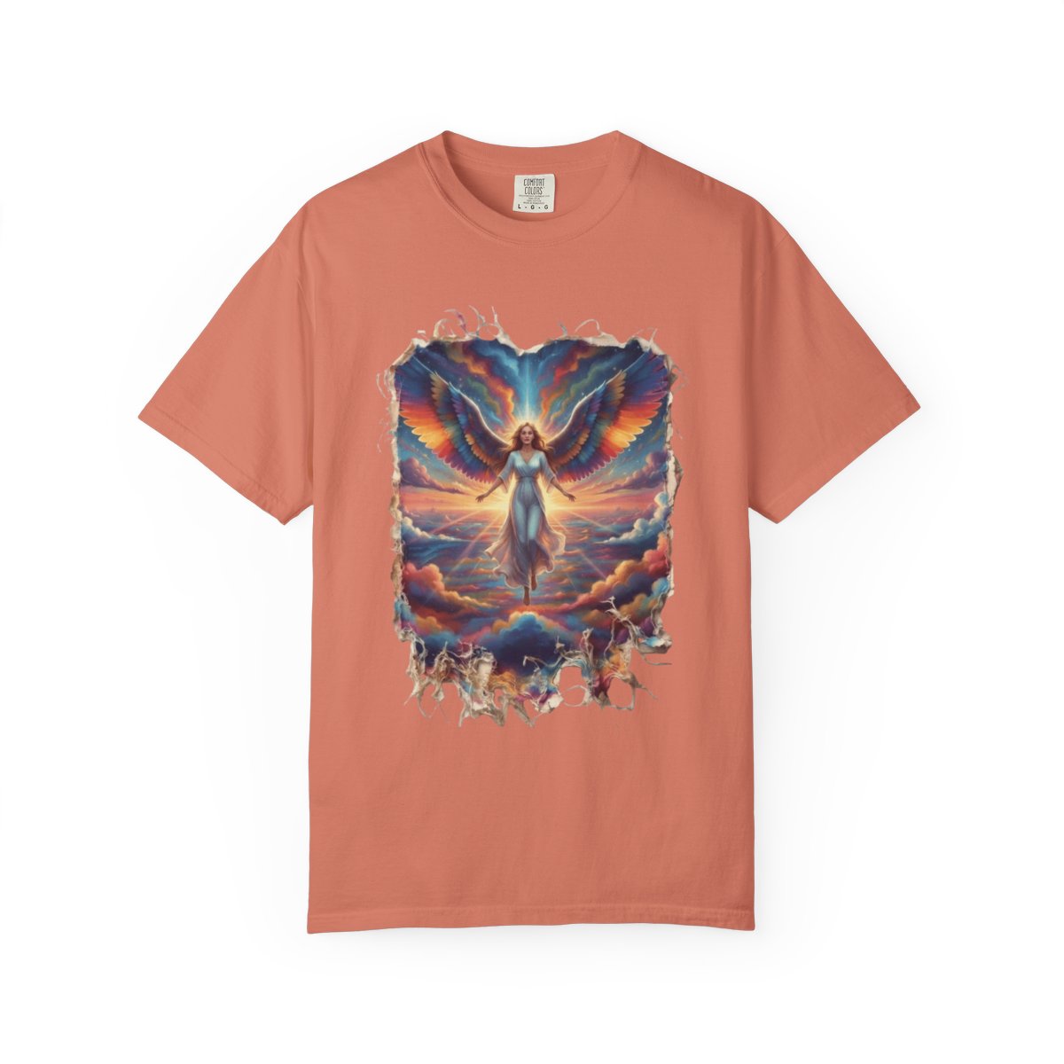 Color: Terracotta | Rainbow Angel Unisex Garment-Dyed Tee