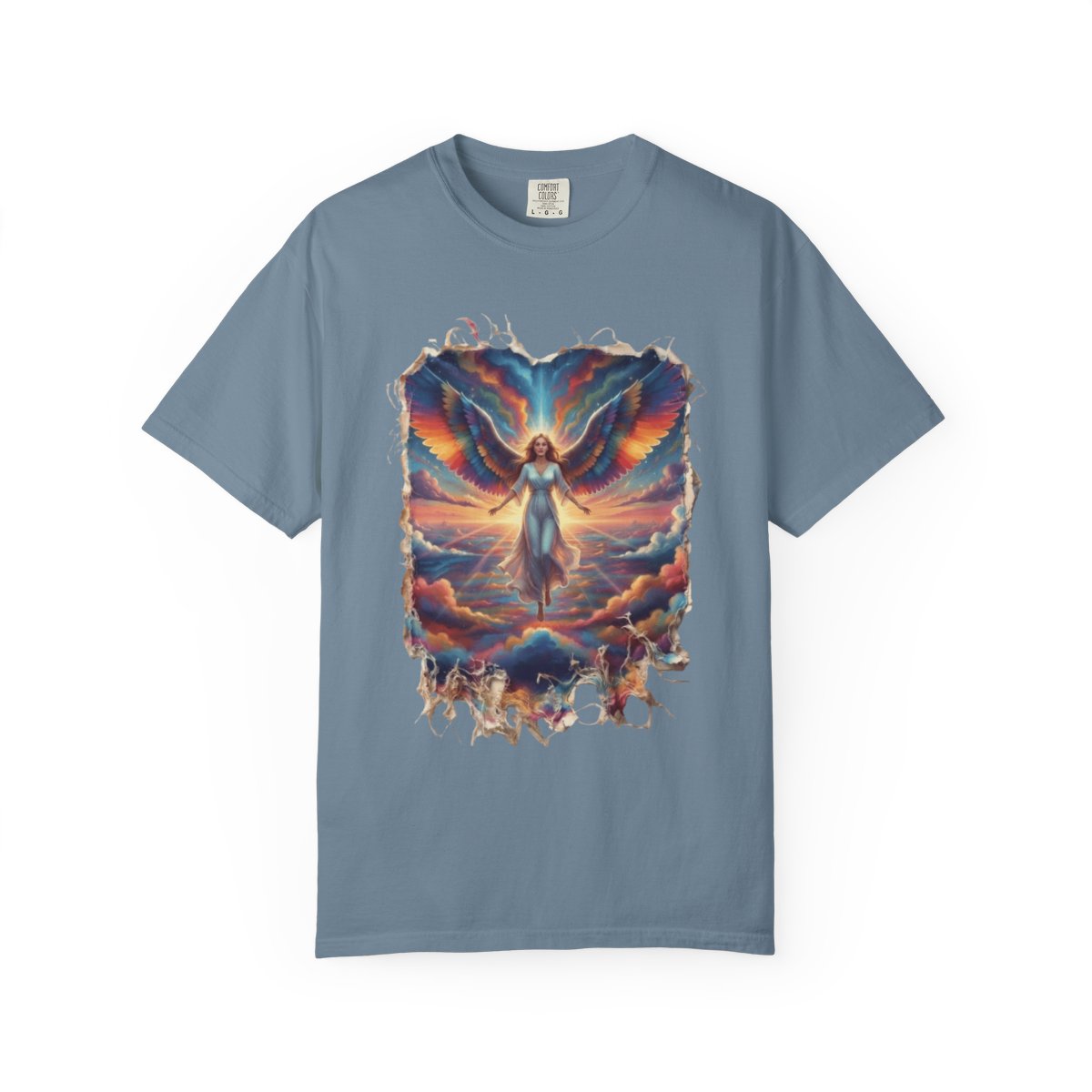 Color: Ice Blue | Rainbow Angel Unisex Garment-Dyed Tee
