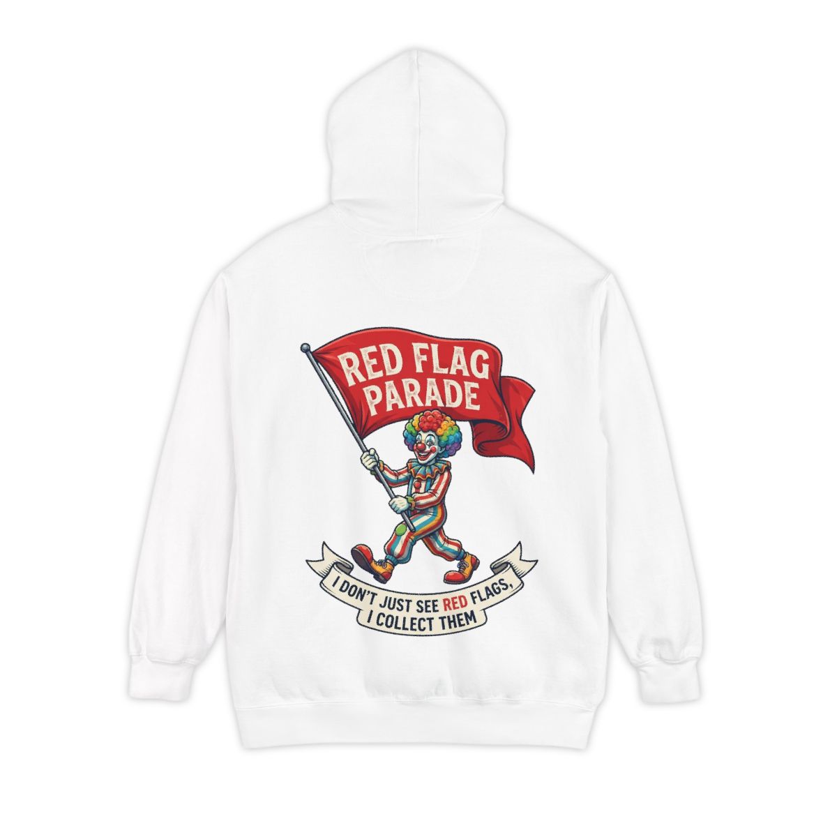 Color: White | Red Flag Parade Garment-Dyed Hoodie