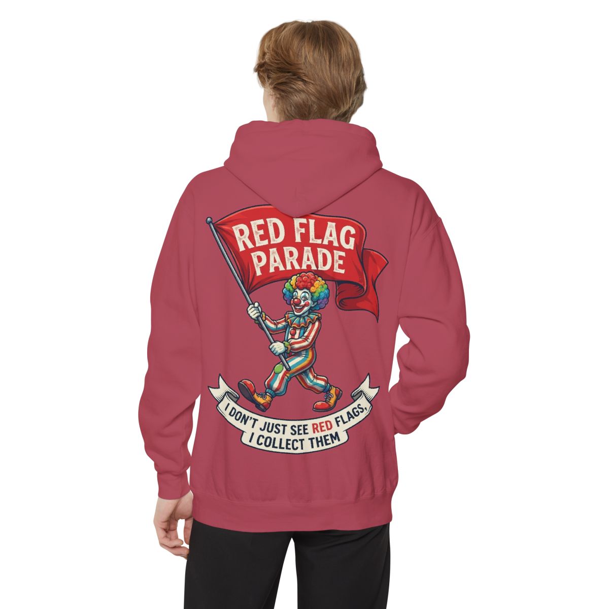 Color: Crimson | Red Flag Parade Garment-Dyed Hoodie