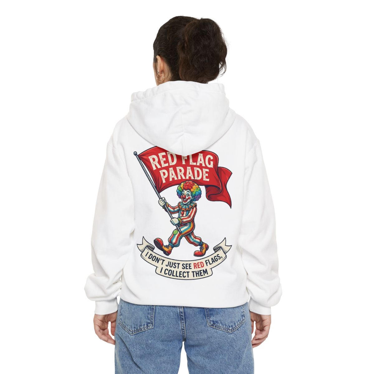 Color: White | Red Flag Parade Garment-Dyed Hoodie