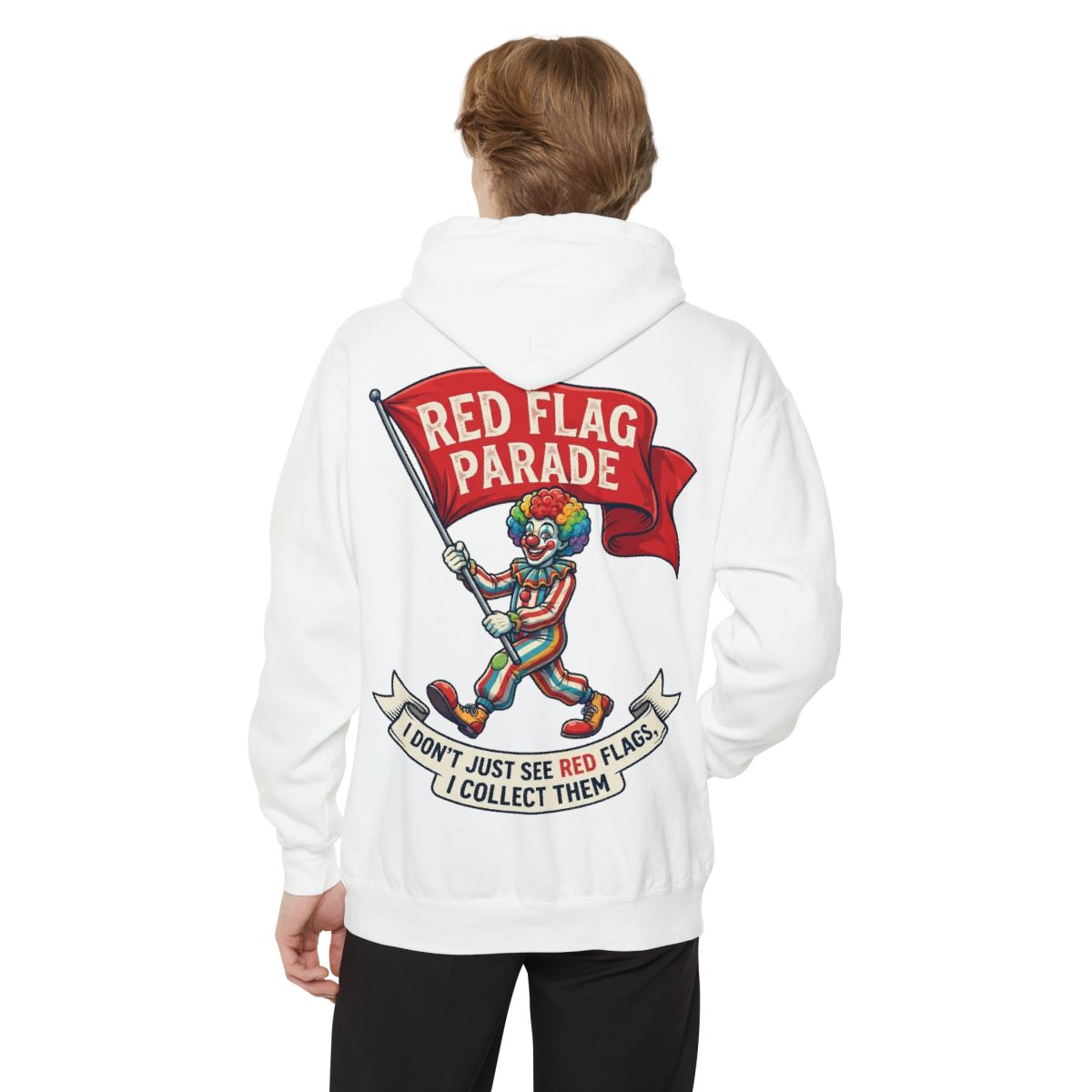 Color: White | Red Flag Parade Garment-Dyed Hoodie