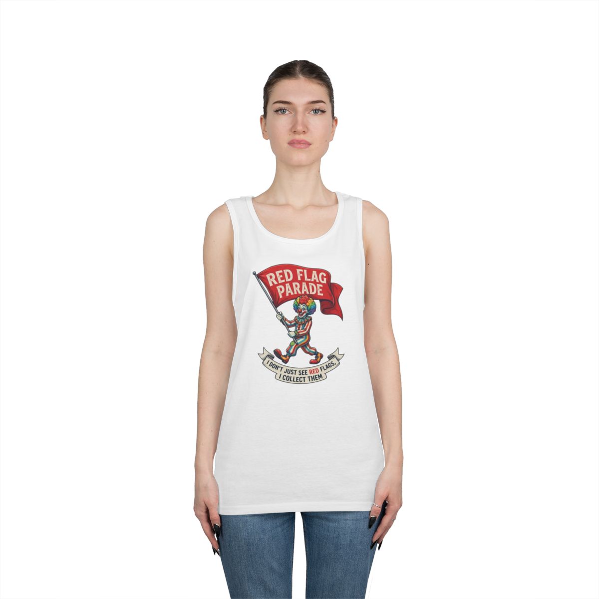 Color: White | Red Flag Parade Tank Top