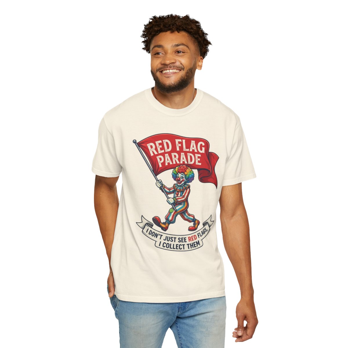 Color: Ivory | Red Flag Parade Unisex Garment-Dyed Tee