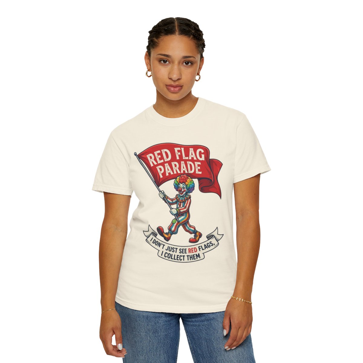 Color: Ivory | Red Flag Parade Unisex Garment-Dyed Tee