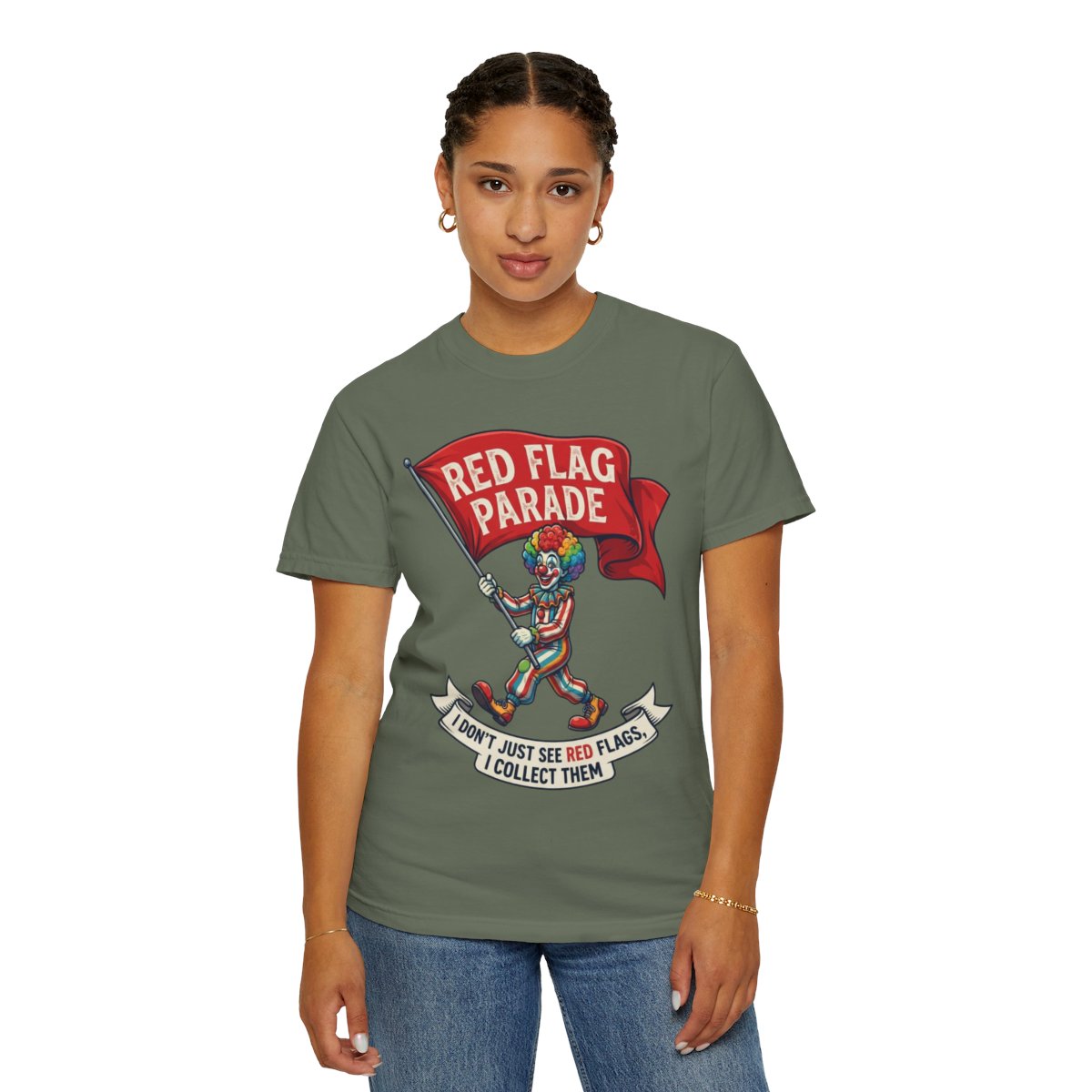 Color: Moss | Red Flag Parade Unisex Garment-Dyed Tee