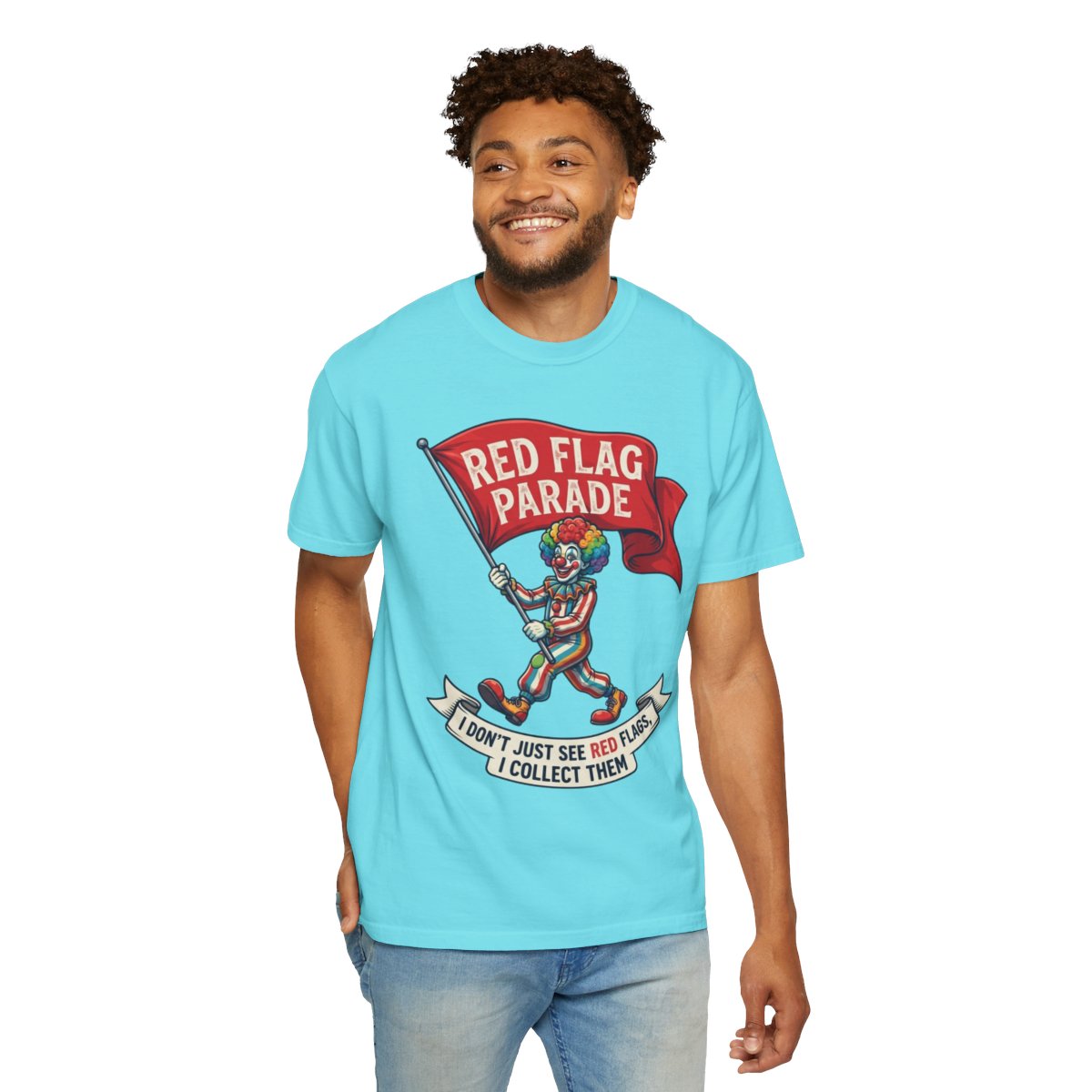 Color: Lagoon Blue | Red Flag Parade Unisex Garment-Dyed Tee