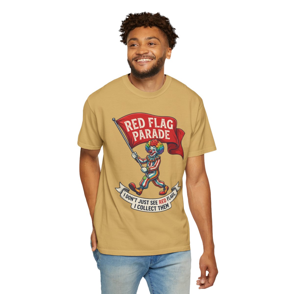 Color: Mustard | Red Flag Parade Unisex Garment-Dyed Tee