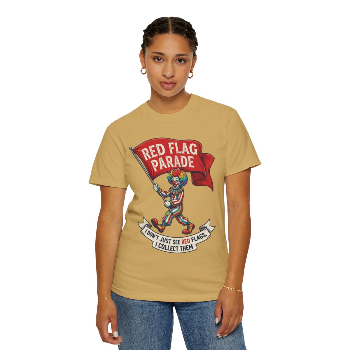 Color: Mustard | Red Flag Parade Unisex Garment-Dyed Tee
