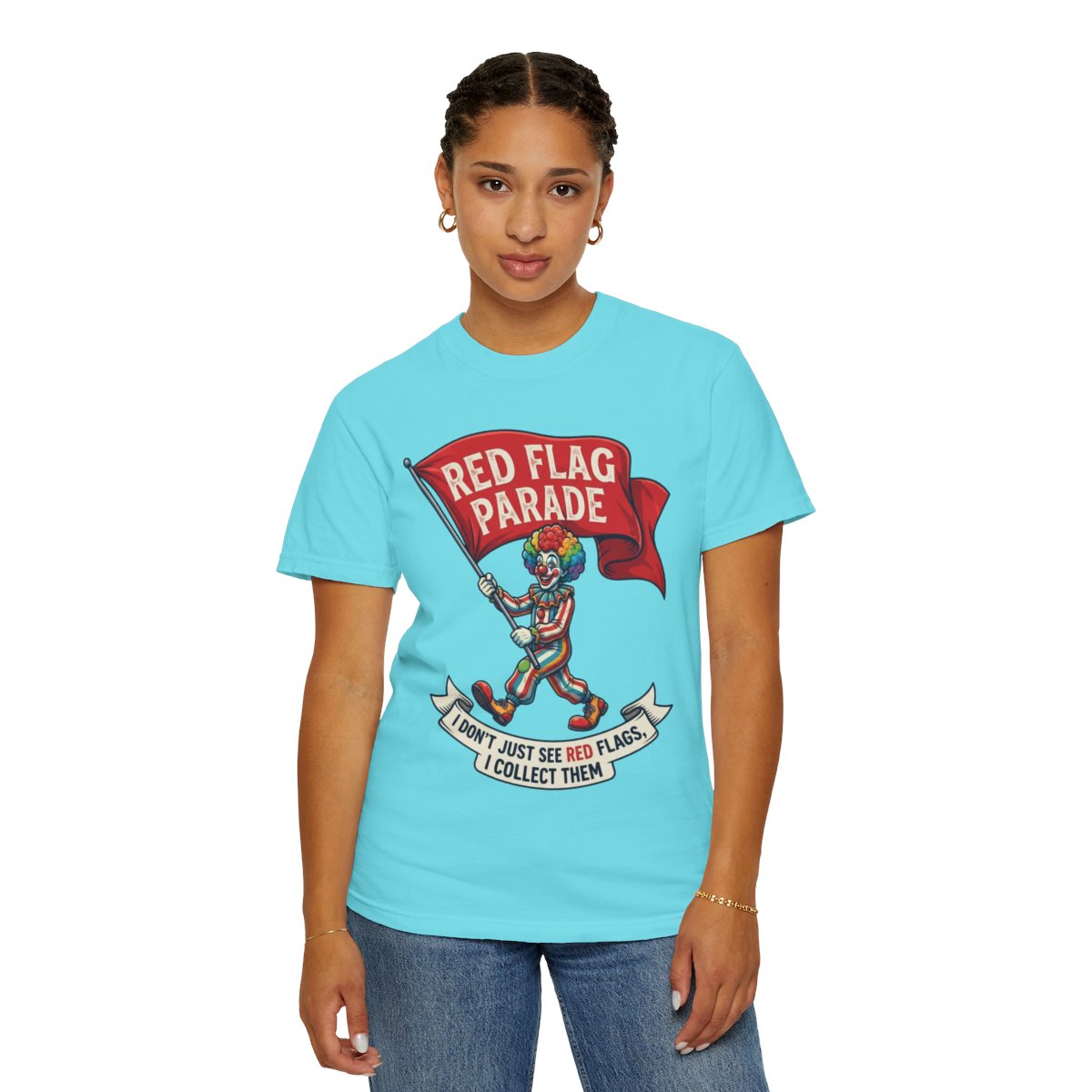 Color: Lagoon Blue | Red Flag Parade Unisex Garment-Dyed Tee