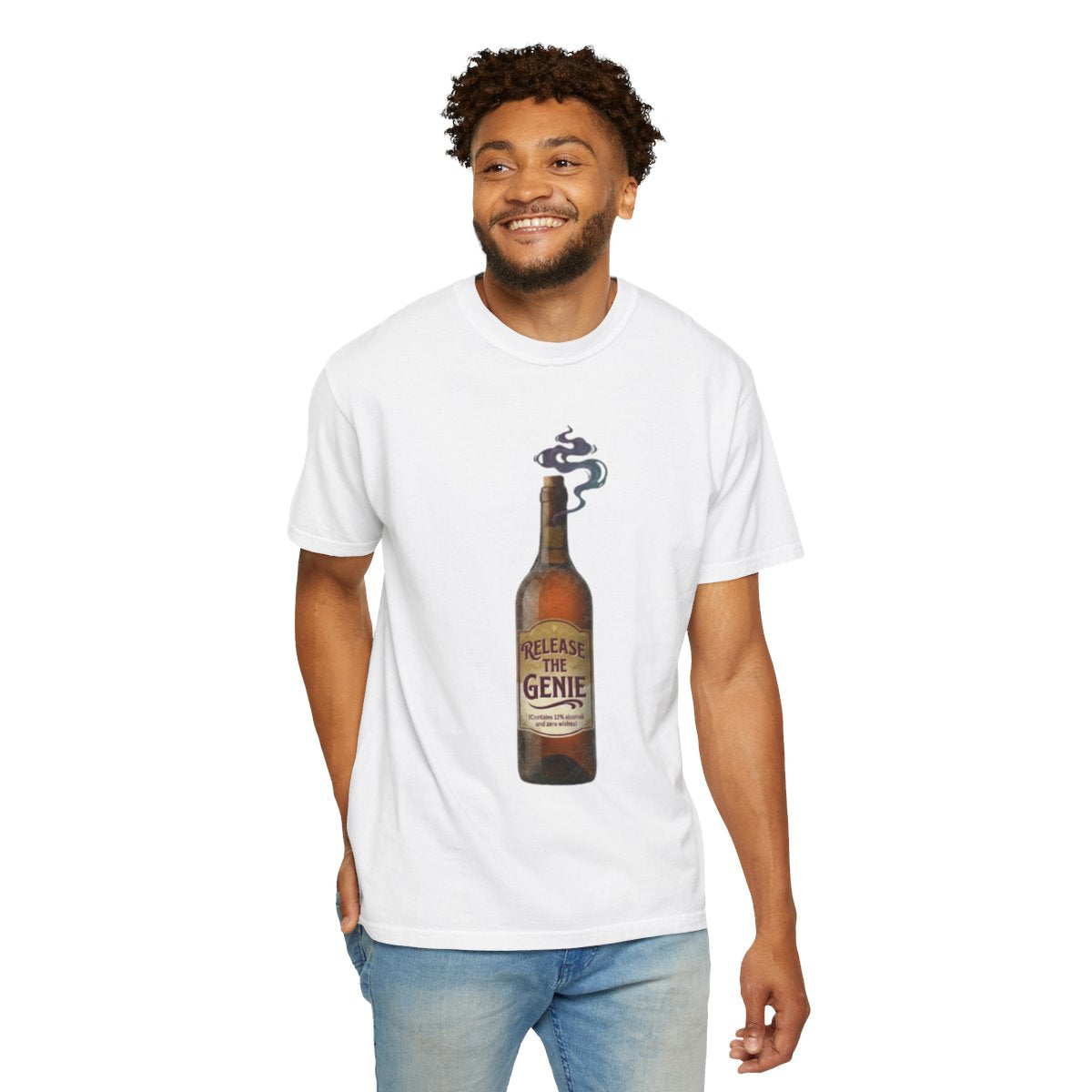 Color: White | Release the Genie Unisex Garment-Dyed Tee