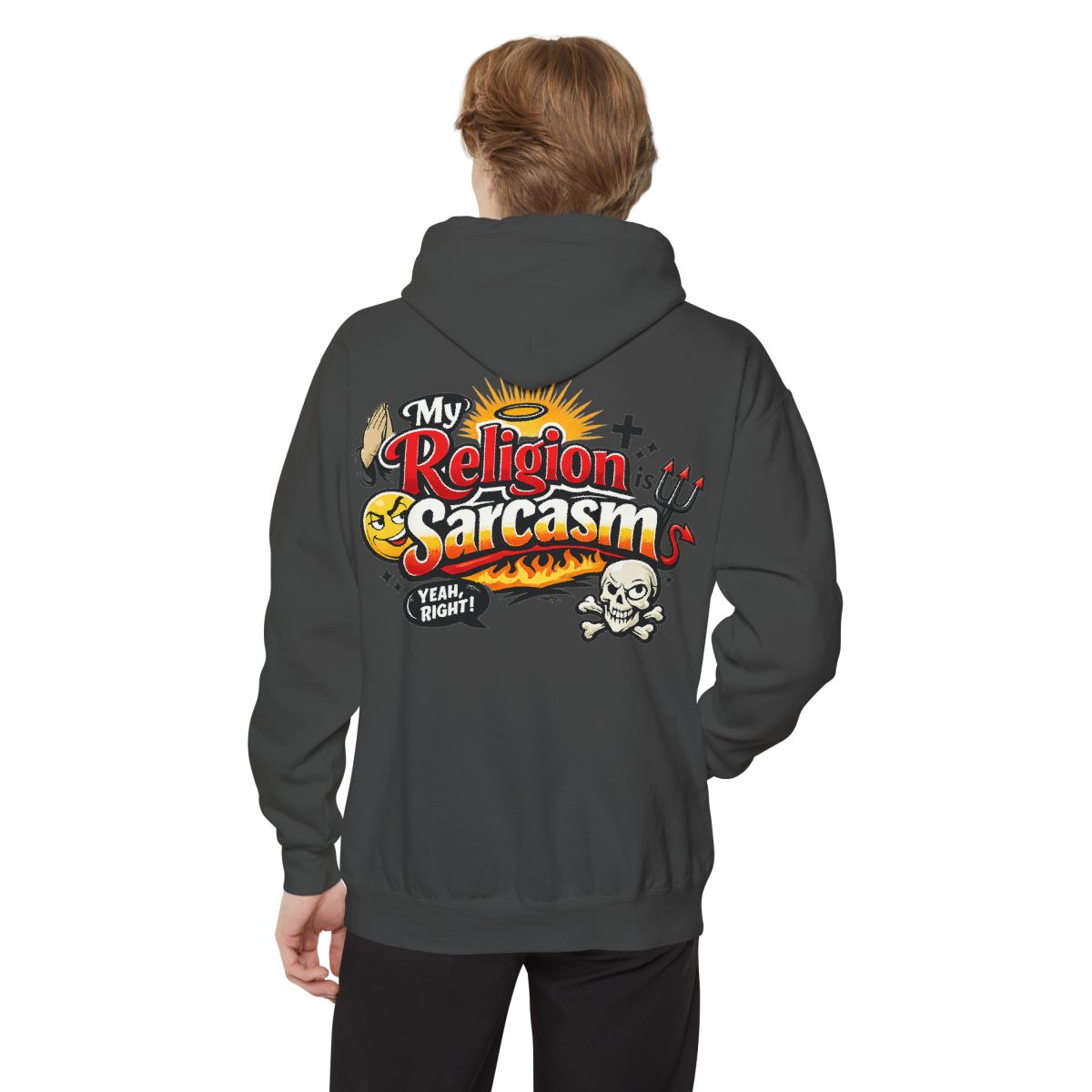 Color: Pepper | Religion Sarcasm Garment-Dyed Hoodie