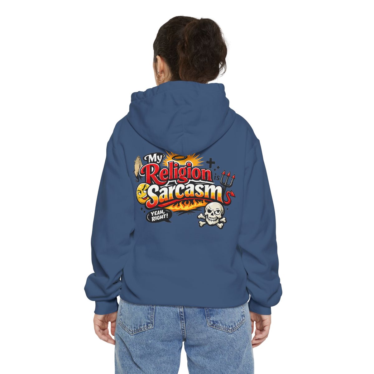 Color: True Navy | Religion Sarcasm Garment-Dyed Hoodie