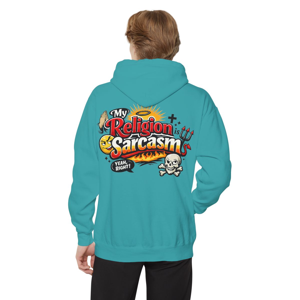 Color: Seafoam | Religion Sarcasm Garment-Dyed Hoodie