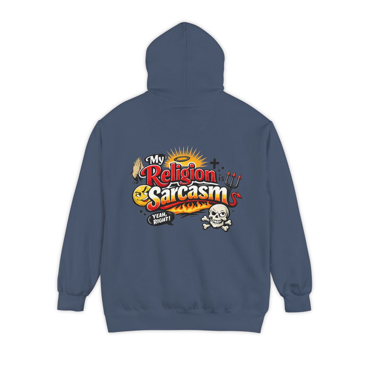 Color: Denim | Religion Sarcasm Garment-Dyed Hoodie