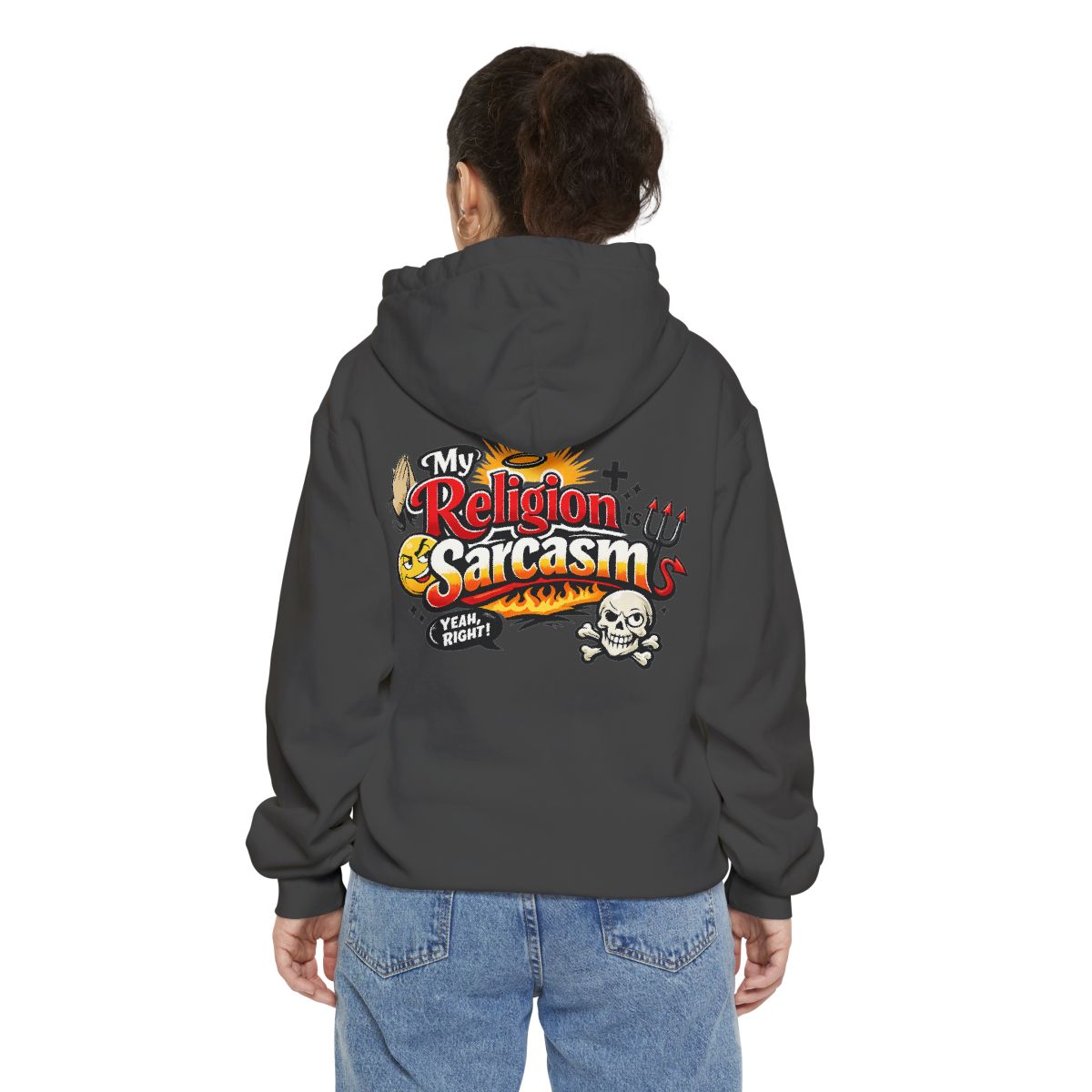 Color: Pepper | Religion Sarcasm Garment-Dyed Hoodie