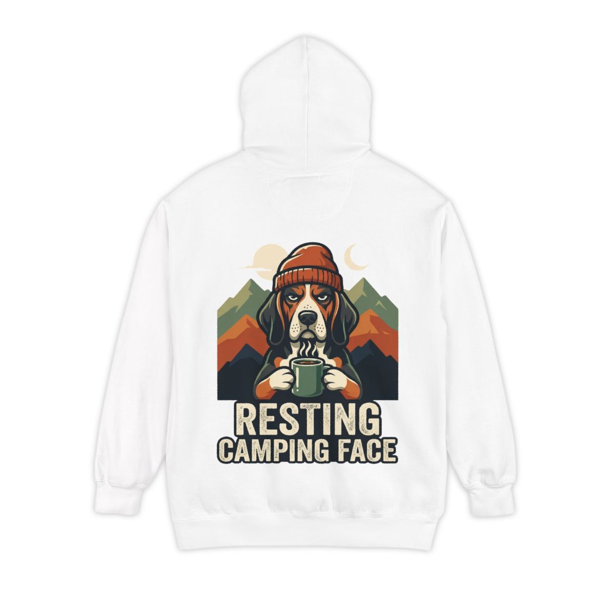Color: White | Resting Camping Face Garment-Dyed Hoodie