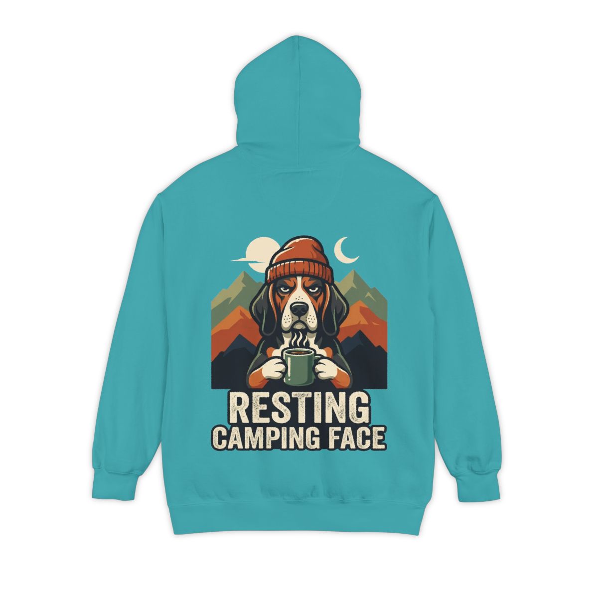 Color: Seafoam | Resting Camping Face Garment-Dyed Hoodie