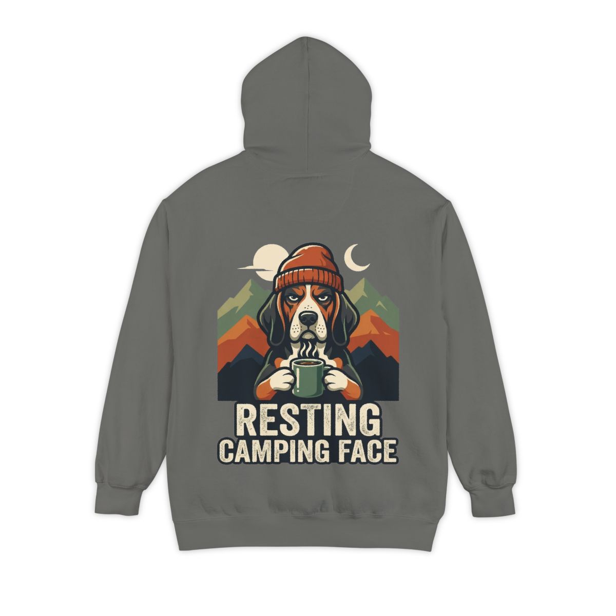 Color: Grey | Resting Camping Face Garment-Dyed Hoodie