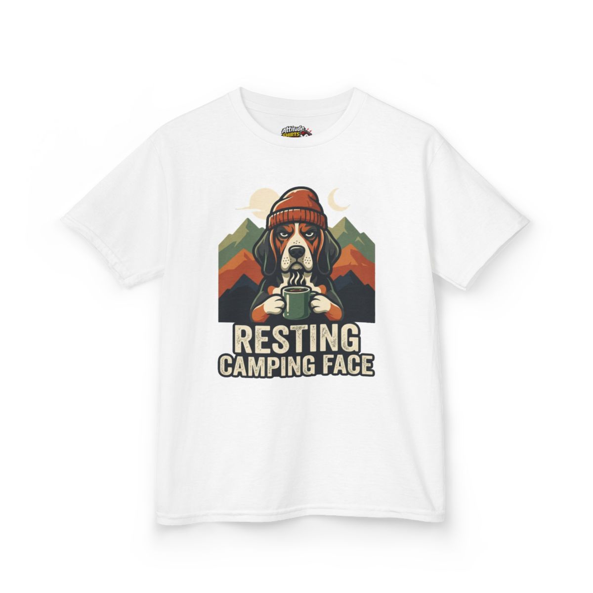 Color: White | Resting Camping Face Kids Tee