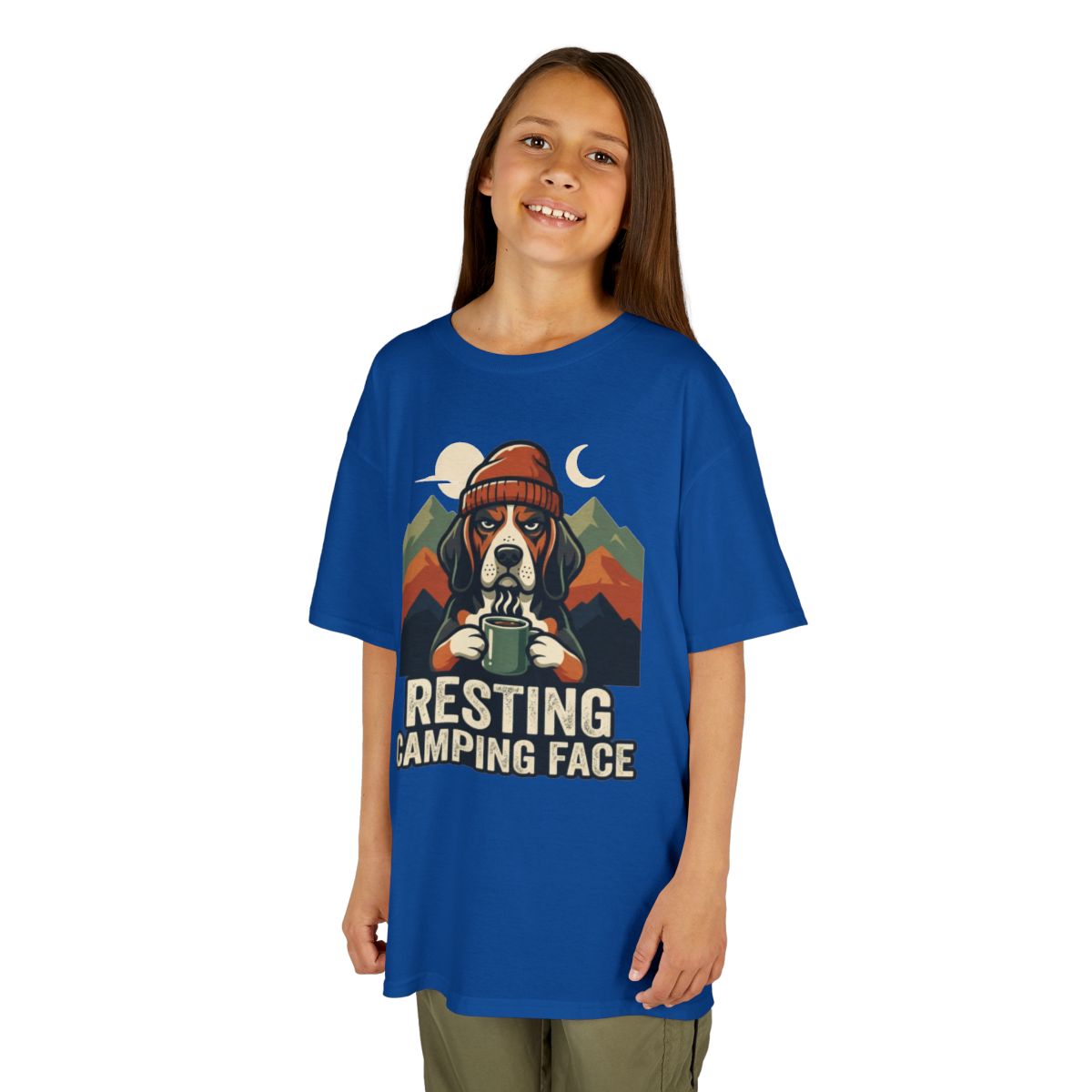 Color: Royal | Resting Camping Face Kids Tee