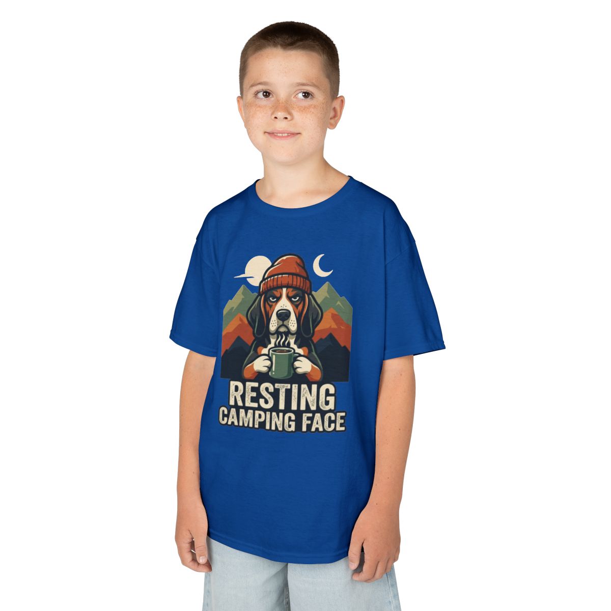 Color: Royal | Resting Camping Face Kids Tee