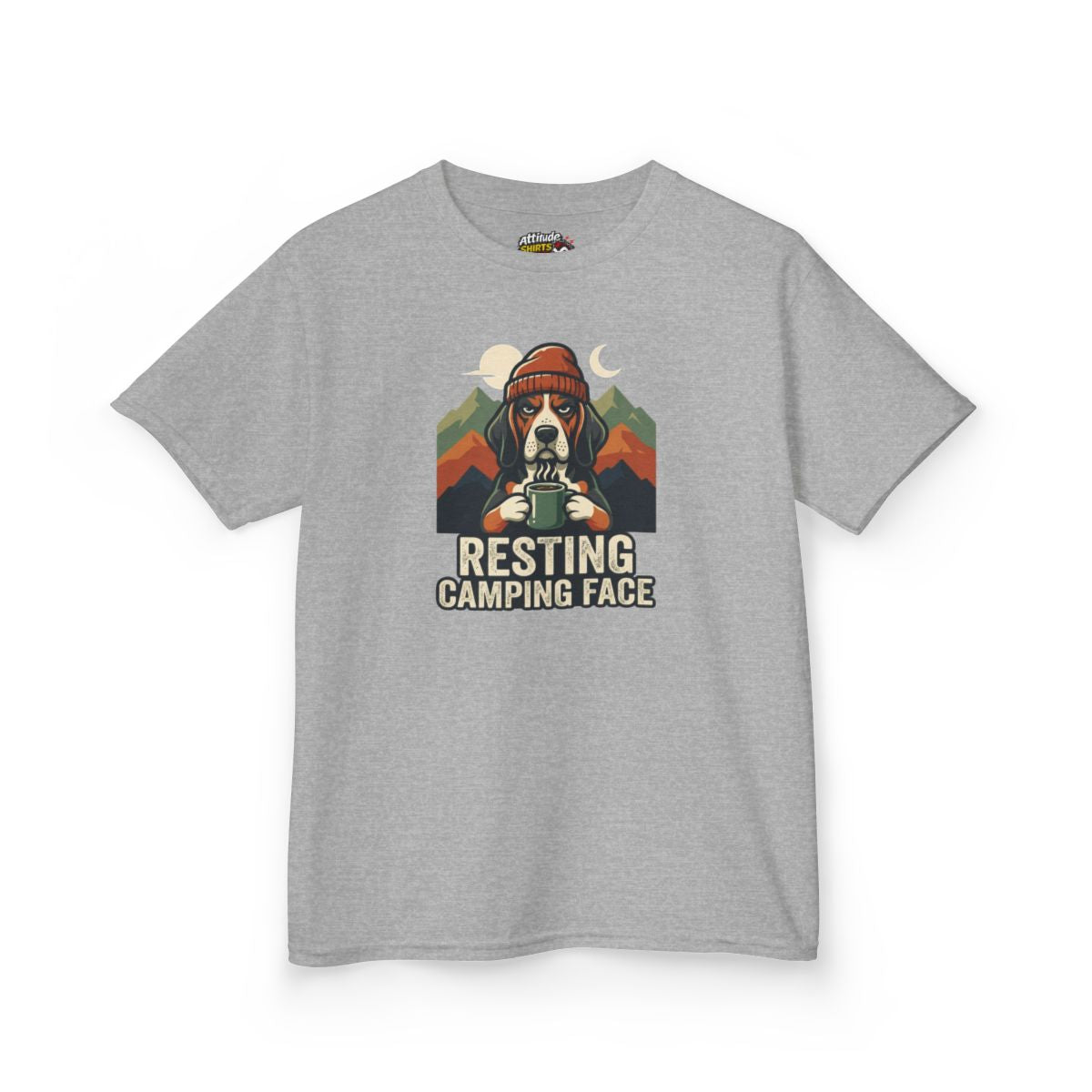 Color: Sport Grey | Resting Camping Face Kids Tee