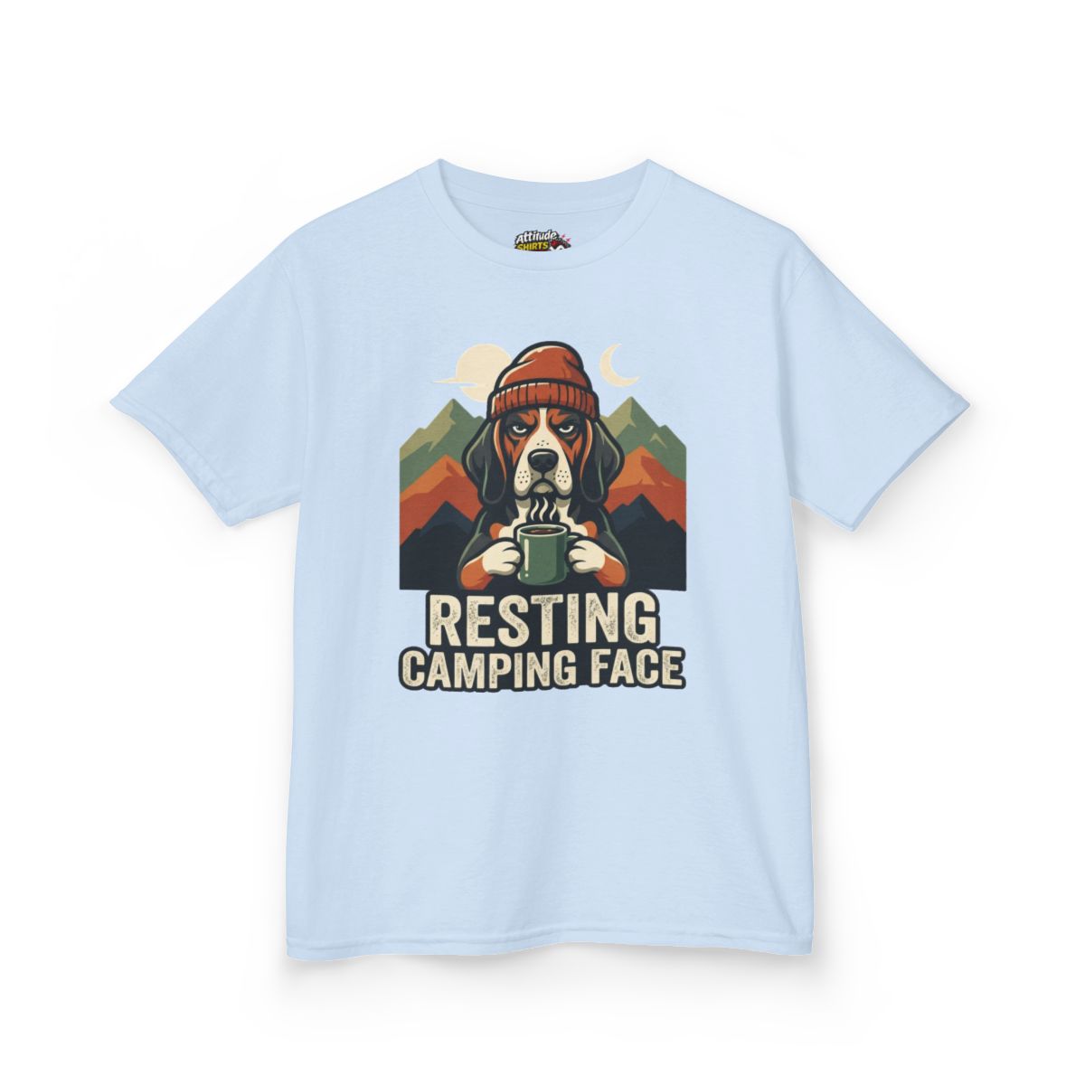Color: Light Blue | Resting Camping Face Kids Tee