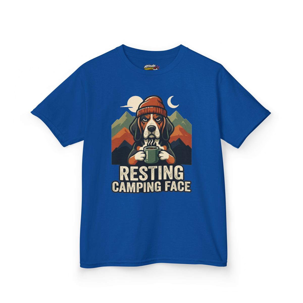 Color: Royal | Resting Camping Face Kids Tee