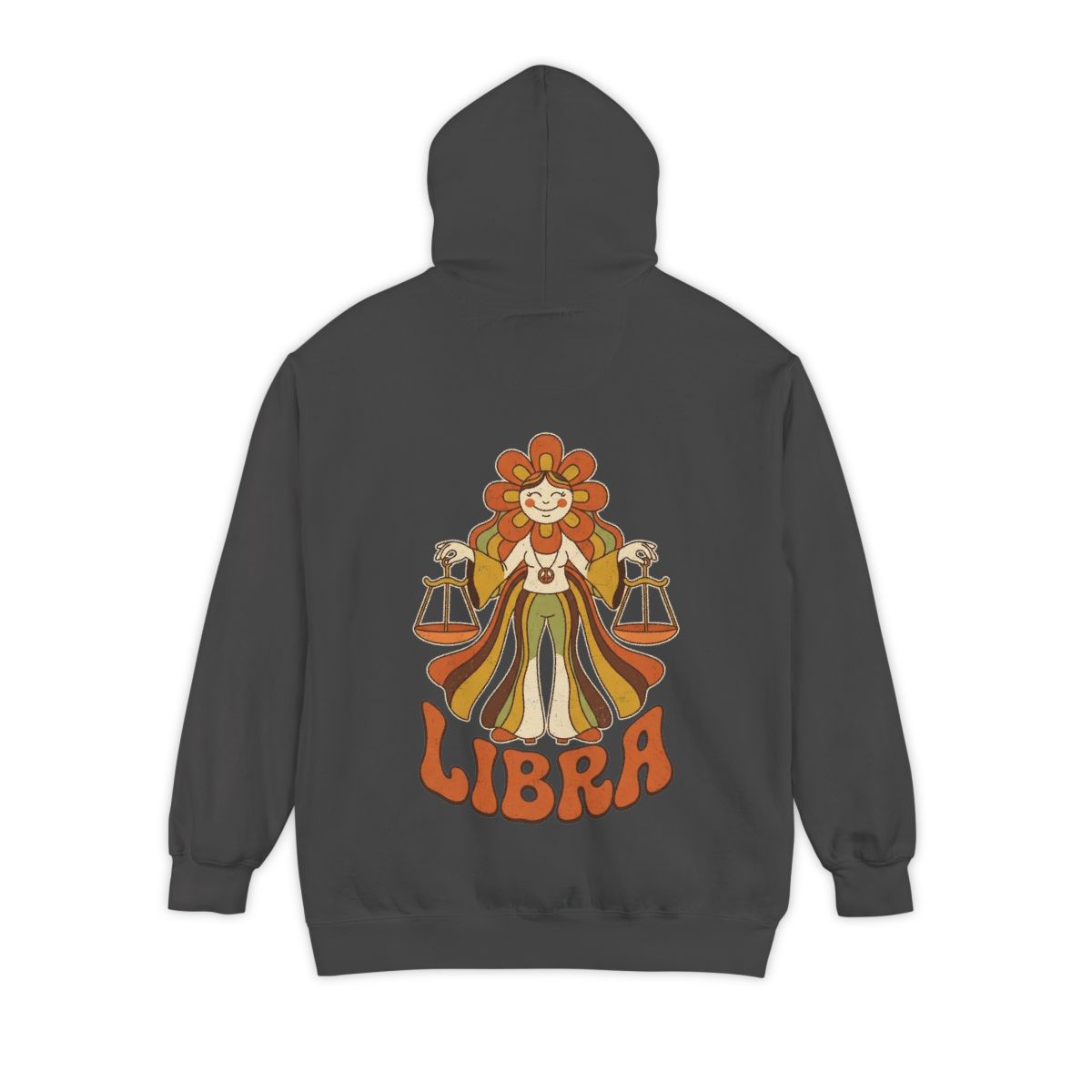 Color: Pepper | Retro Mascot Groovy Libra Garment-Dyed Hoodie