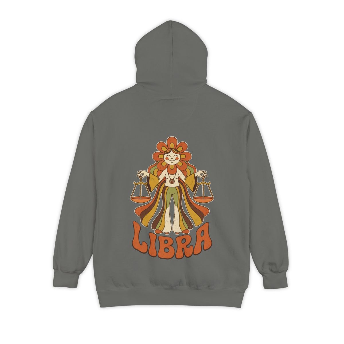 Color: Grey | Retro Mascot Groovy Libra Garment-Dyed Hoodie