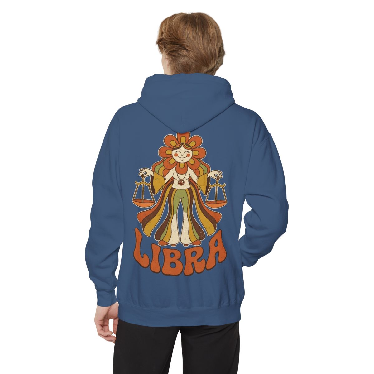 Color: True Navy | Retro Mascot Groovy Libra Garment-Dyed Hoodie