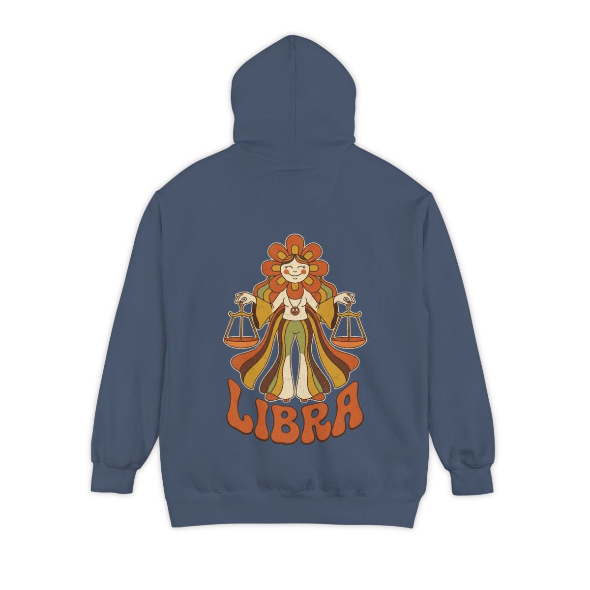 Color: Denim | Retro Mascot Groovy Libra Garment-Dyed Hoodie