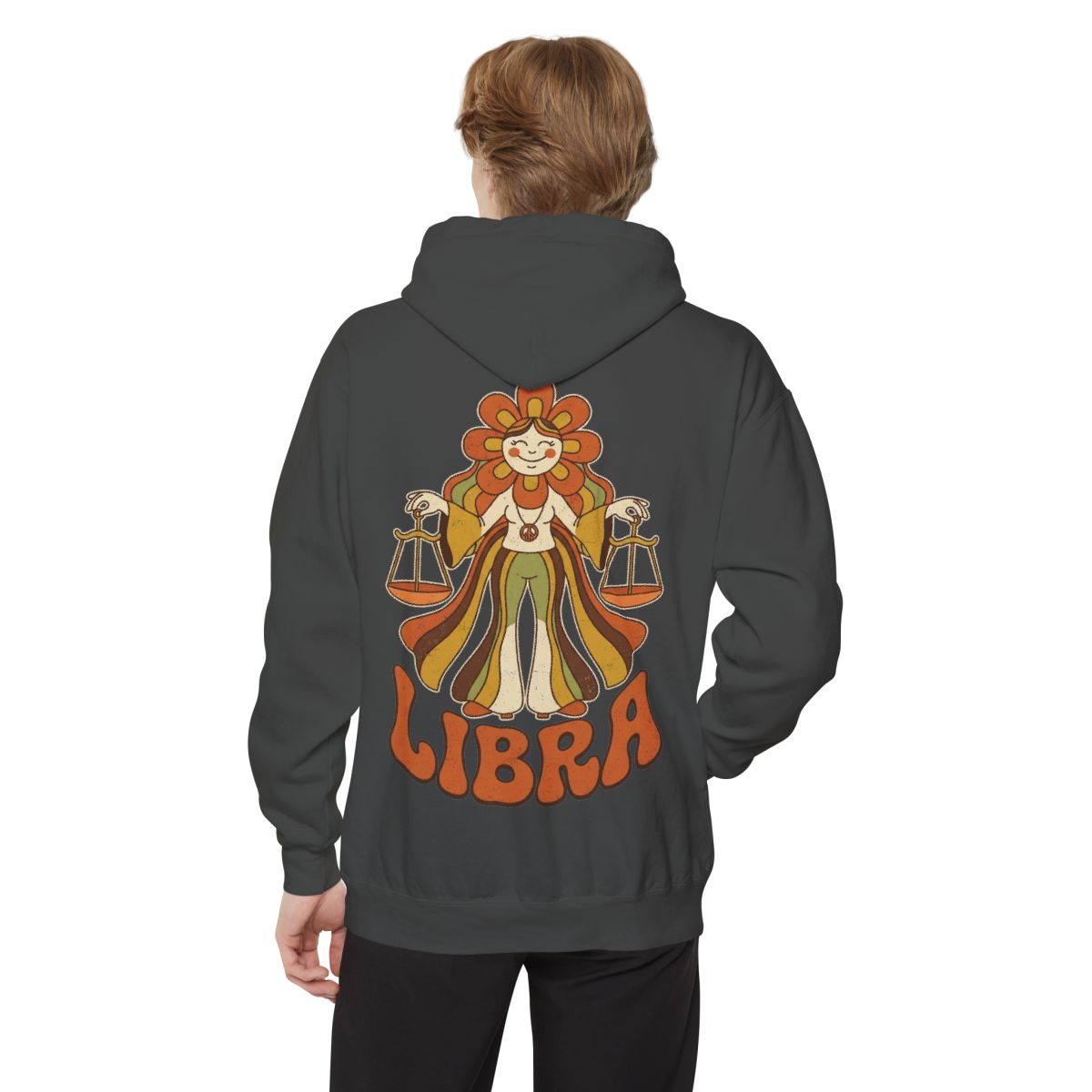 Color: Pepper | Retro Mascot Groovy Libra Garment-Dyed Hoodie