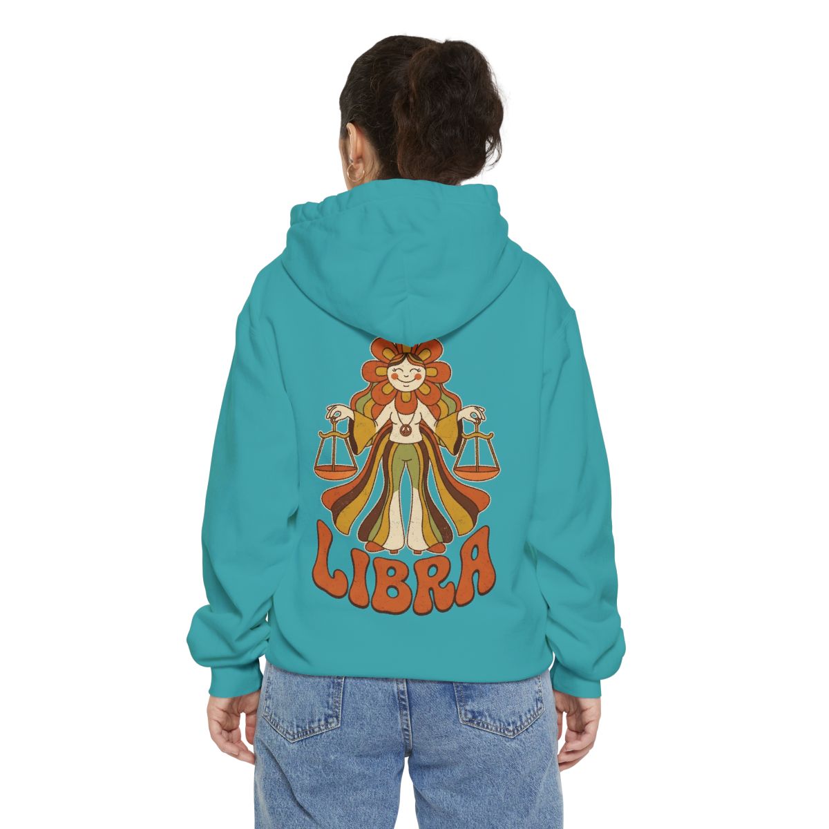 Color: Seafoam | Retro Mascot Groovy Libra Garment-Dyed Hoodie