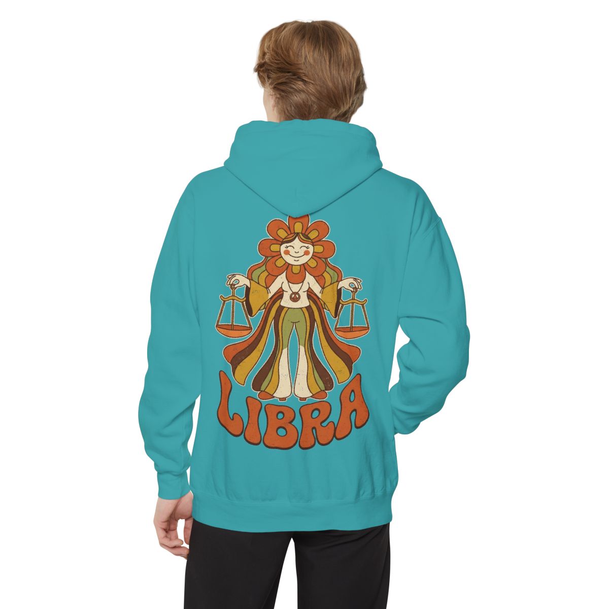 Color: Seafoam | Retro Mascot Groovy Libra Garment-Dyed Hoodie
