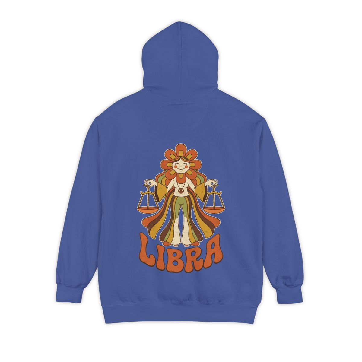 Color: Flo Blue | Retro Mascot Groovy Libra Garment-Dyed Hoodie