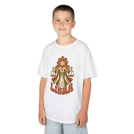 Color: White | Retro Mascot Groovy Libra Kids Tee