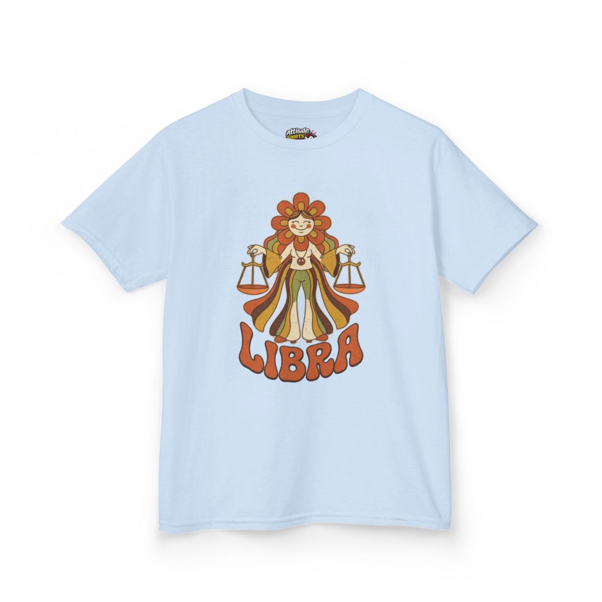 Color: Light Blue | Retro Mascot Groovy Libra Kids Tee