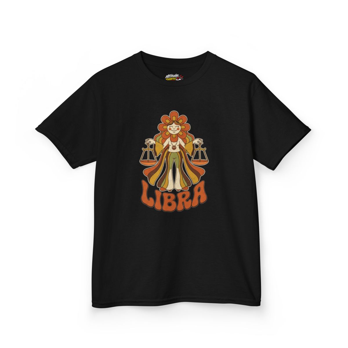 Color: Black | Retro Mascot Groovy Libra Kids Tee