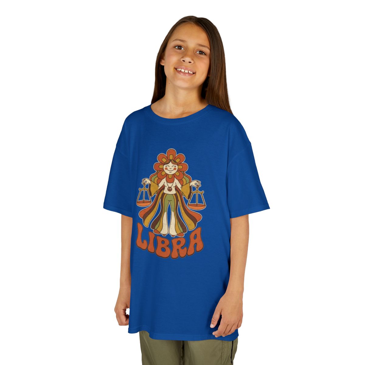 Color: Royal | Retro Mascot Groovy Libra Kids Tee