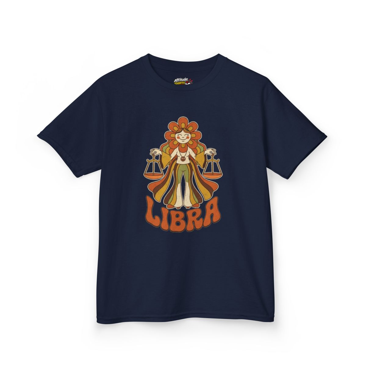 Color: Navy | Retro Mascot Groovy Libra Kids Tee