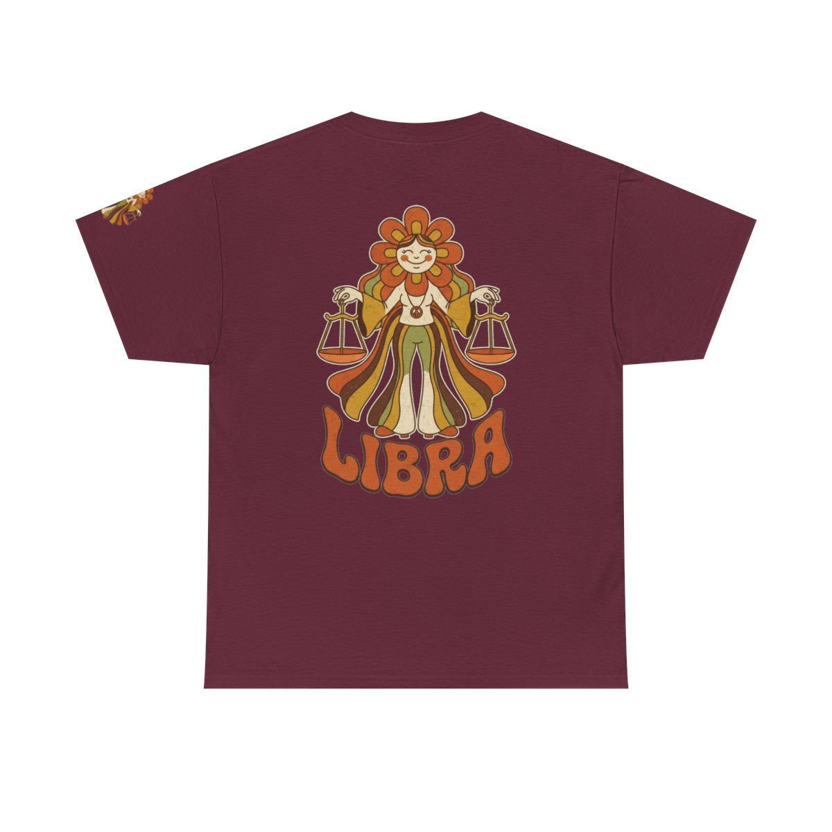 Color: Maroon | Retro Mascot Groovy Libra Premium Graphic Tee