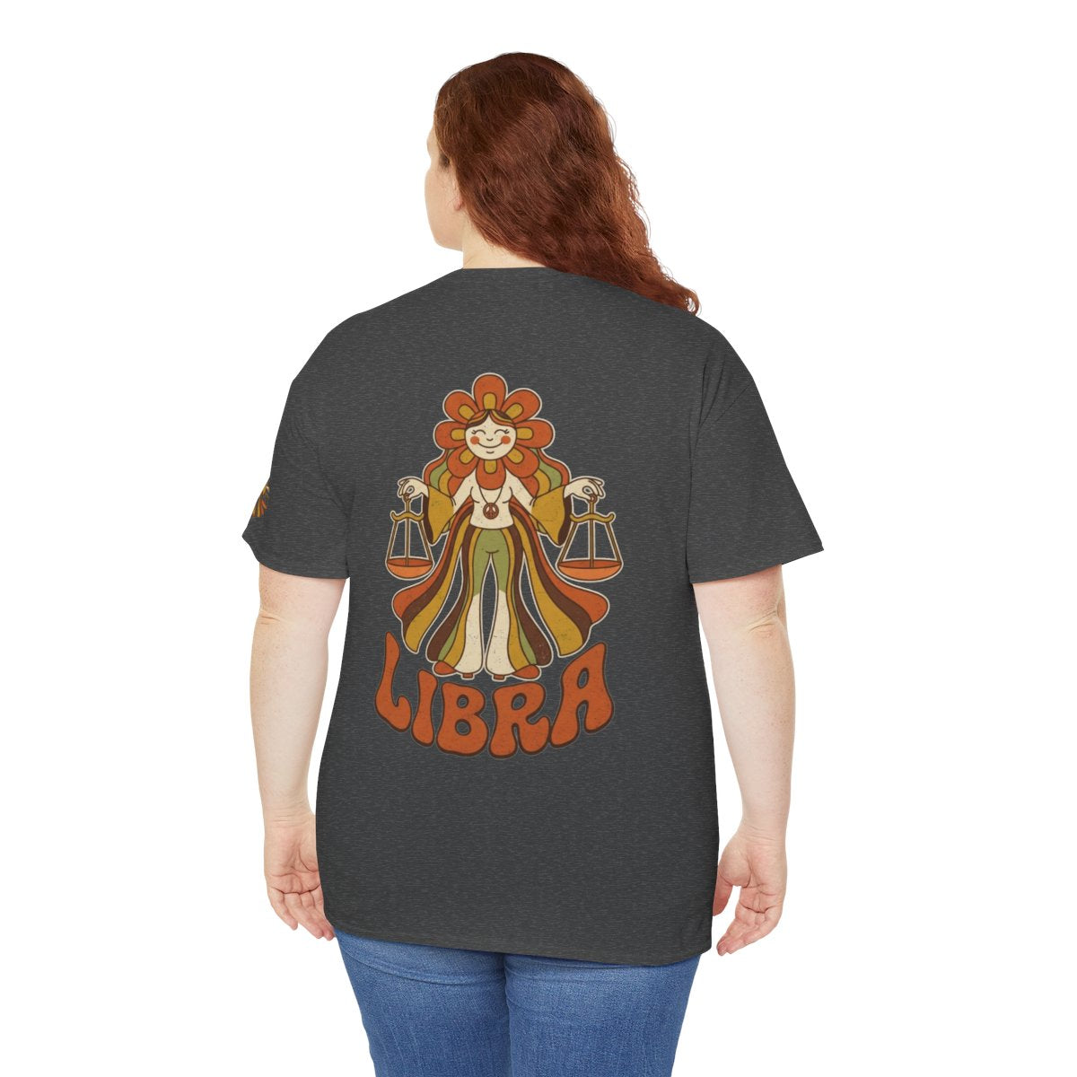 Color: Dark Heather | Retro Mascot Groovy Libra Premium Graphic Tee