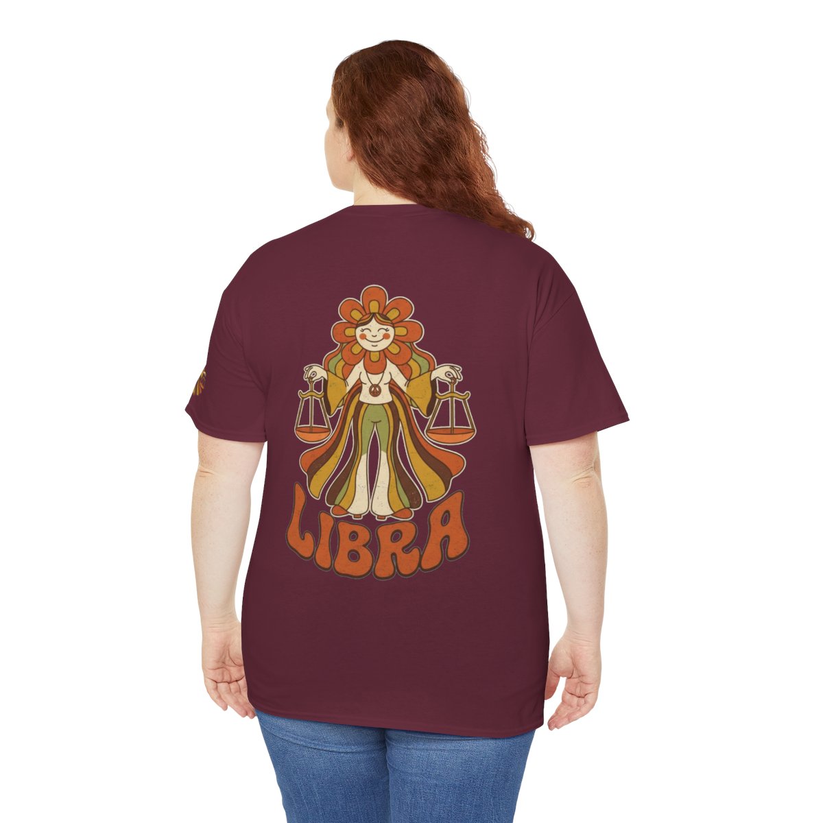 Color: Maroon | Retro Mascot Groovy Libra Premium Graphic Tee